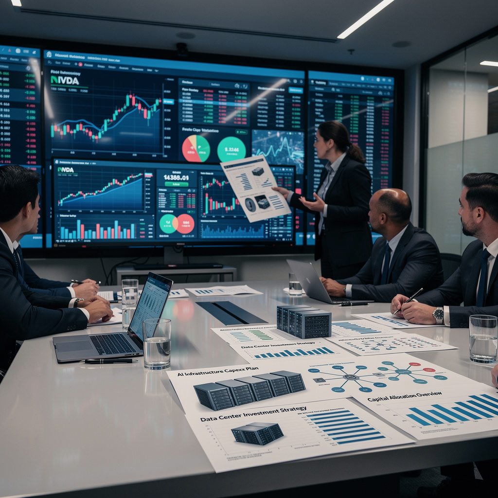 Financial-market screens and AI infrastructure planning documents, without depicting unsupported transactions