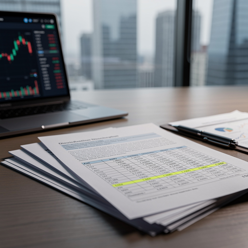 financial disclosure documents, office desk