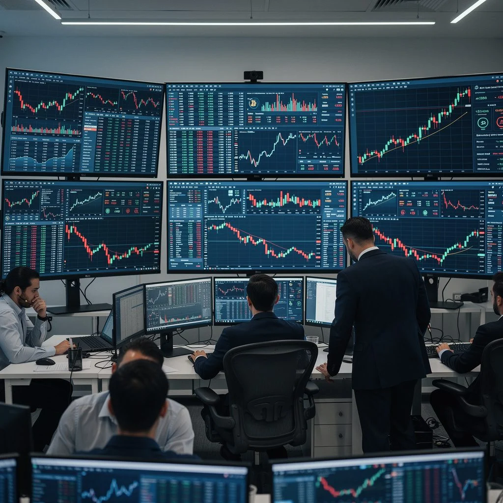 bitcoin trading desk screens