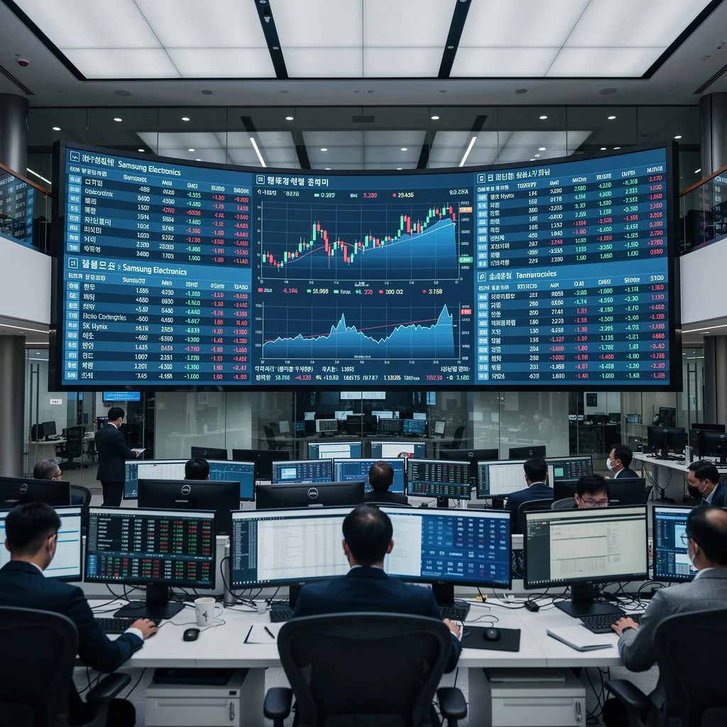 stock exchange trading floor screen