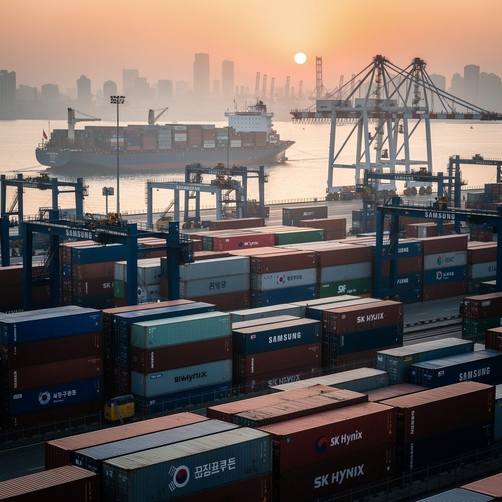 shipping containers at a port export terminal