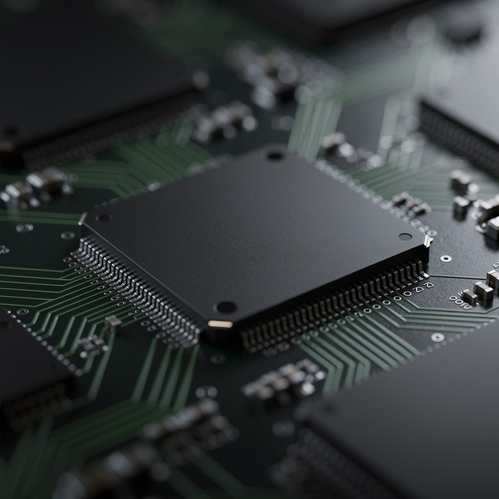 memory chip module on circuit board close up
