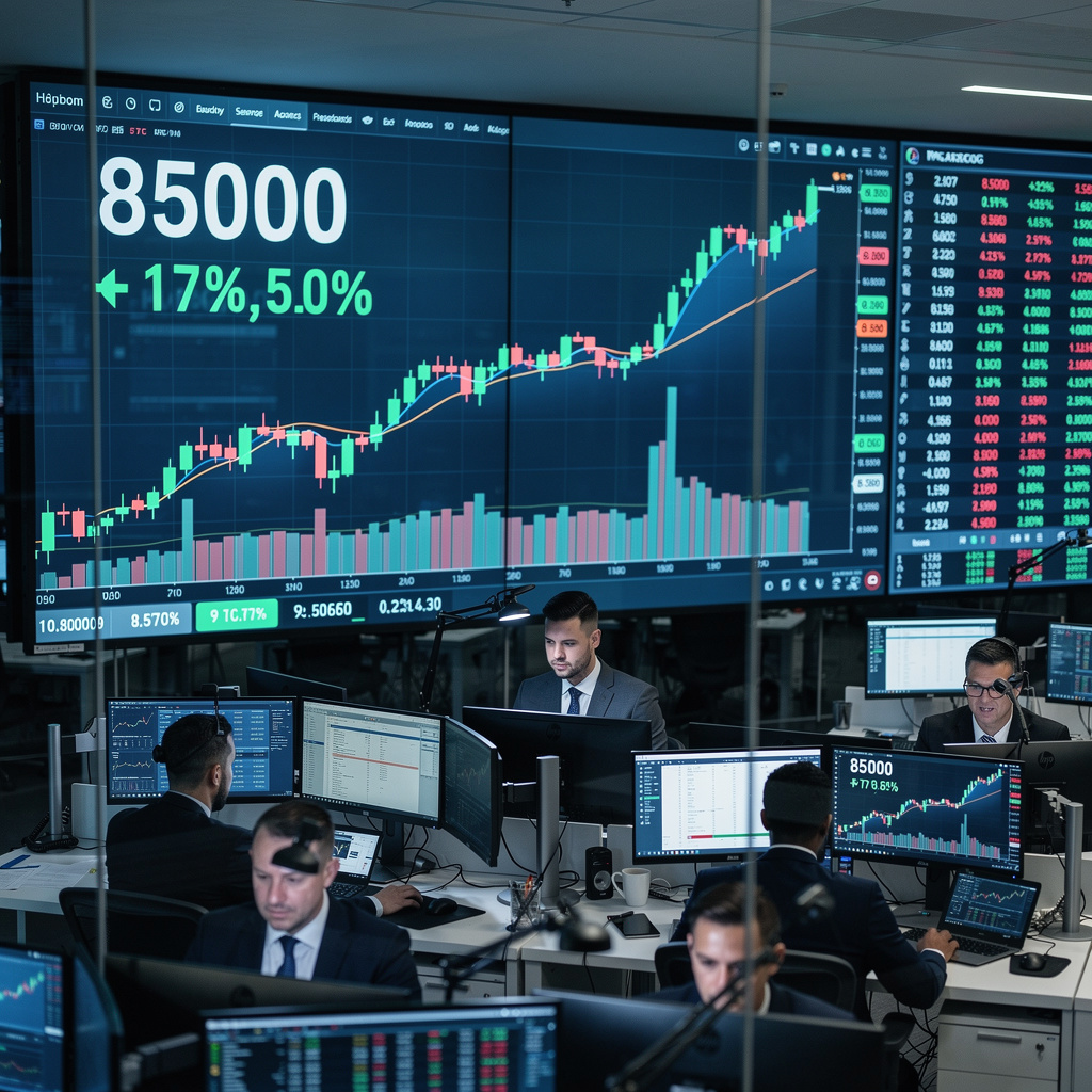 stock market data screens trading floor